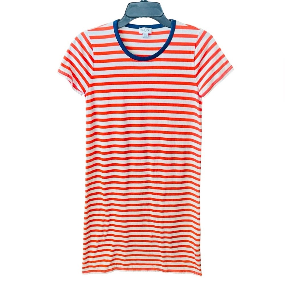 J. Crew Factory Re-Imagined short sleeve striped t-shirt dress XS orange white